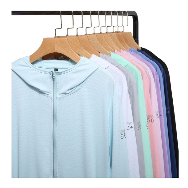 White Long Sleeve Uv Protection Summer Breathable Knitted Ice Silk Outdoor Sun Clothing Unisex Thin Sunscreen Shirt Tops