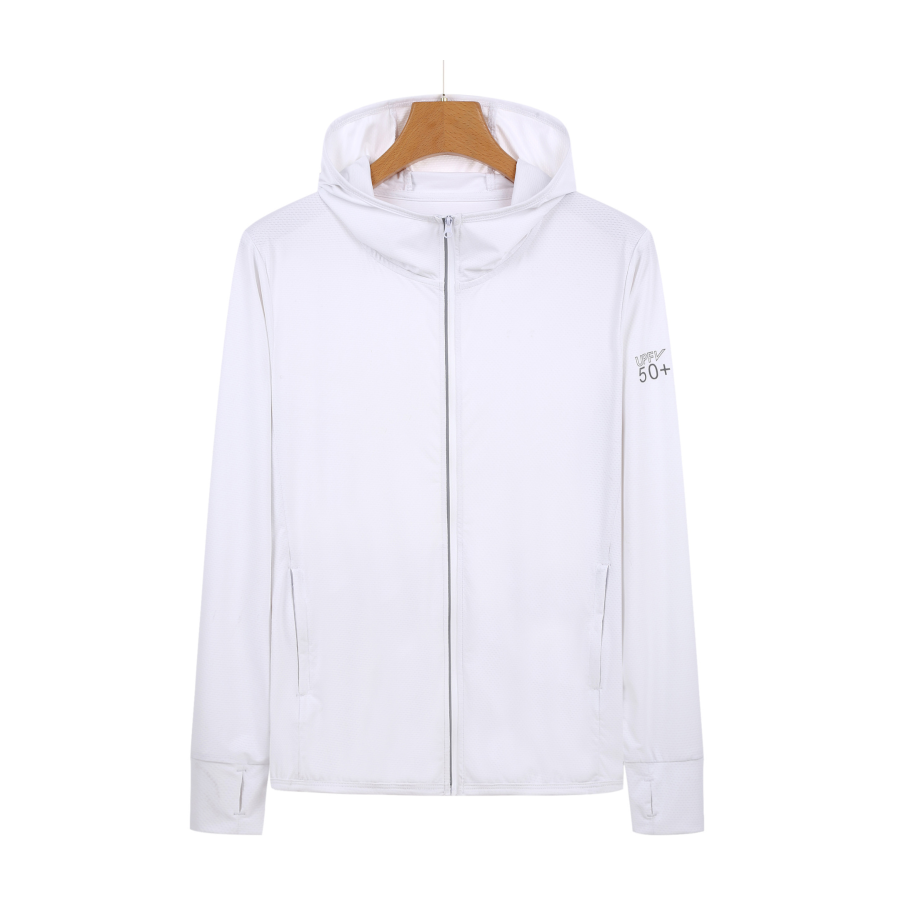 White Long Sleeve Uv Protection Summer Breathable Knitted Ice Silk Outdoor Sun Clothing Unisex Thin Sunscreen Shirt Tops