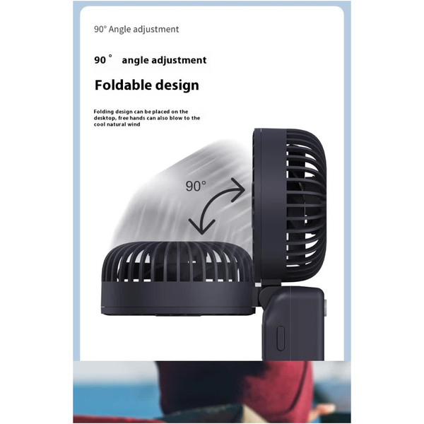 Elosung White Portable Handheld Fan With 2000Mah Battery 3 In 1 Design For Desk And Hanging Use (Model Q3) Portable Fans