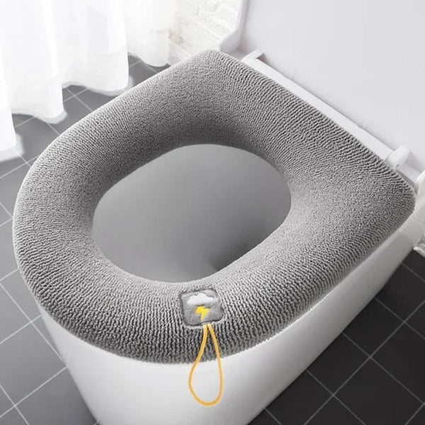 Toilet Seat Cover Gray Washable Soft Mat Pad Cushion Bidet Accessories O Shape Bath Mats Rugs & Toilet Covers
