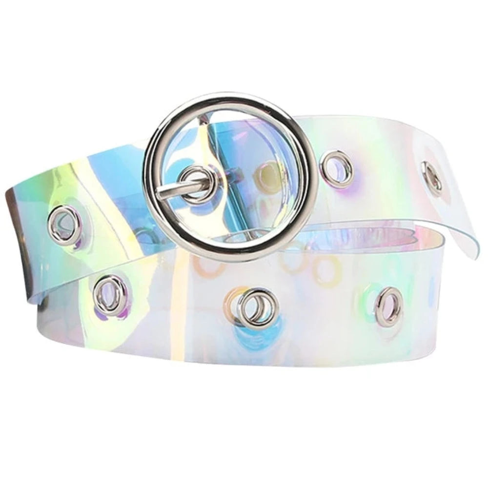 Women Plastic Belt Transparent Dress With Heart Buckle For Belts