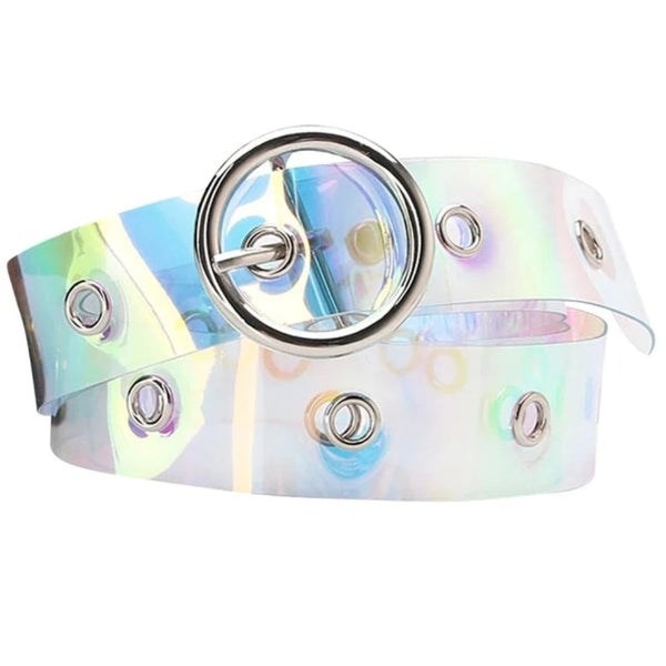 Women Plastic Belt Transparent Dress With Heart Buckle For Belts