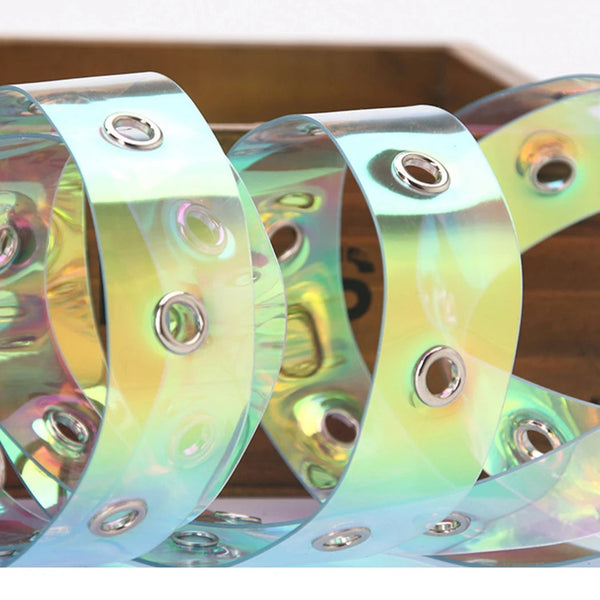 Women Plastic Belt Transparent Dress With Heart Buckle For Belts