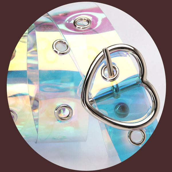 Women Plastic Belt Transparent Dress With Heart Buckle For Belts