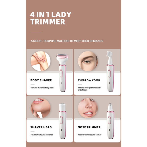Elosung Women's 4 In 1 Electric Hair Removal Razor For Sensitive Areas Underarm Bikini Line & Body Grooming 3028 White Women's Razors