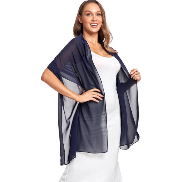 Women's Polyester Soft Thin Wrap Shawl Elegant Evening Party Scarf Blue Wedding 175 X 70Cm Scarves & Wraps