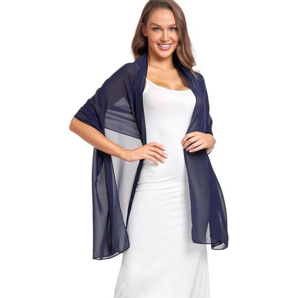 Women's Polyester Soft Thin Wrap Shawl Elegant Evening Party Scarf Blue Wedding 175 X 70Cm Scarves & Wraps