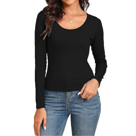 Br Apparel Women's Thermal Cotton Long Sleeve Spencer Top Underwear Black 10 12 Tops
