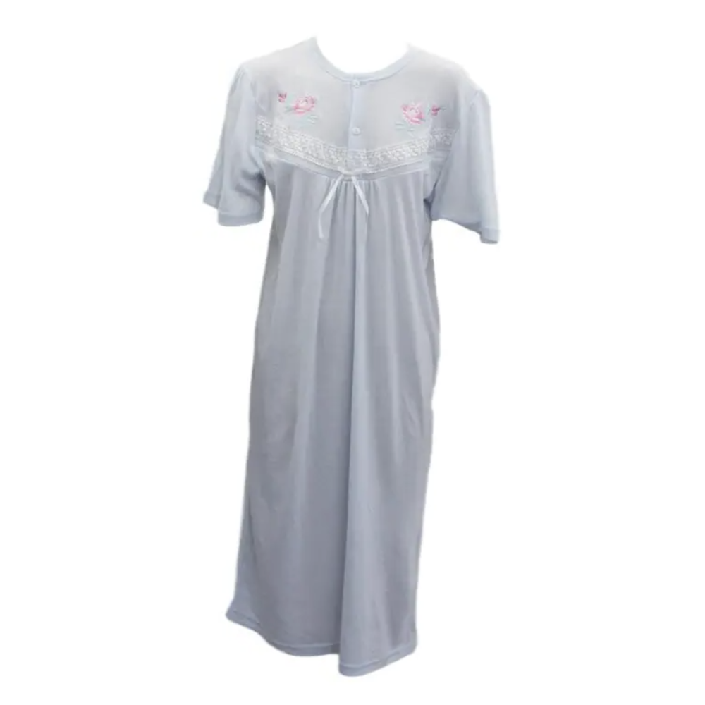 Women's Cotton Blend Nightie Gown Pajamas Pyjamas Pj Blue 22 Sleepwear