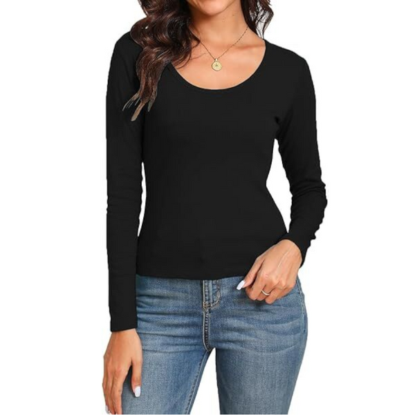 Br Apparel Women's Thermal Cotton Long Sleeve Spencer Top Underwear Black 10 12 Tops