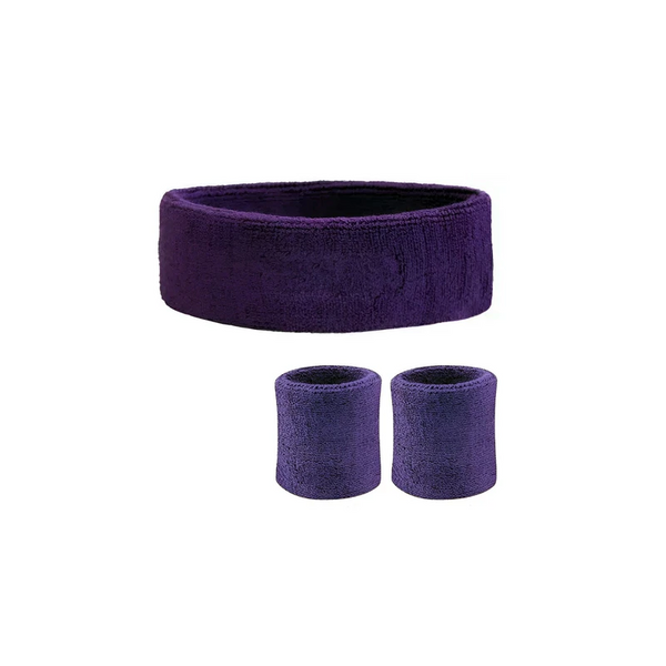 Wristbands Headband Band For Sport Tennis Badminton Yoga Cotton Purple Sweatbands