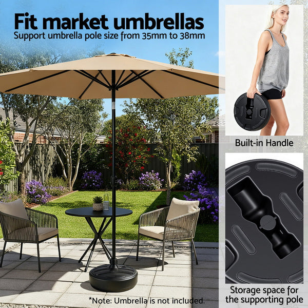 Instahut Outdoor Umbrella Base Weight Round Plastic Pole Holder 35 38Mm Beach Umbrella Accessories