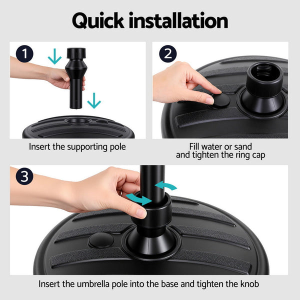 Instahut Outdoor Umbrella Base Weight Round Plastic Pole Holder 35 38Mm Beach Umbrella Accessories