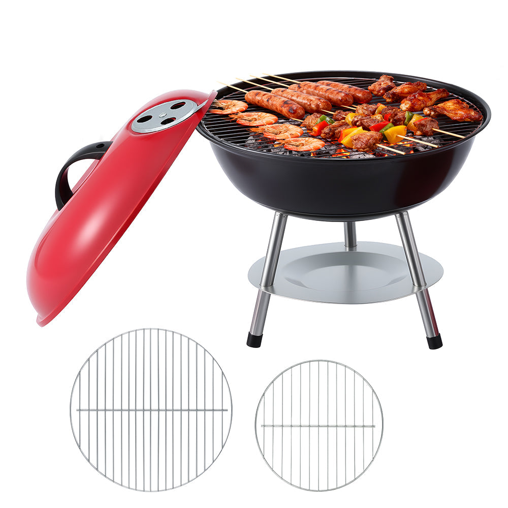 Grillz Charcoal Bbq Grill Portable With Lid For Camping Outdoor Barbecues Grills & Smokers