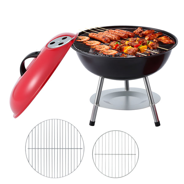 Grillz Charcoal Bbq Grill Portable With Lid For Camping Outdoor Barbecues Grills & Smokers