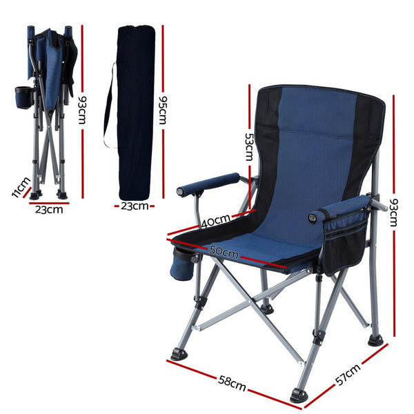 Weisshorn Camping Chair Folding Outdoor Portable Seat Lightweight Beach Picnic Fishing Capacity 120Kg Navy Blue Camping Chairs