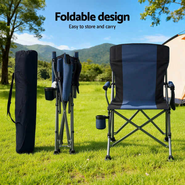 Weisshorn Camping Chair Folding Outdoor Portable Seat Lightweight Beach Picnic Fishing Capacity 120Kg Navy Blue Camping Chairs