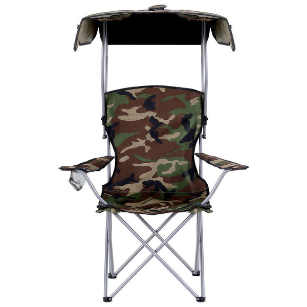 Weisshorn Camping Chair With Canopy Folding Outdoor Portable Seat Lightweight Beach Picnic Fishing Capacity 120Kg Army Green Camping Chairs
