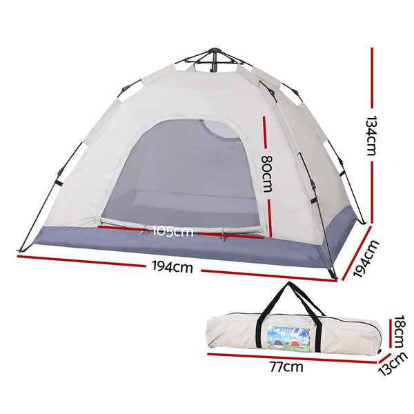 Weisshorn Camping Tent Instant Tent Pop Up 2 Person Outdoor Hiking Hiking Beige Tents