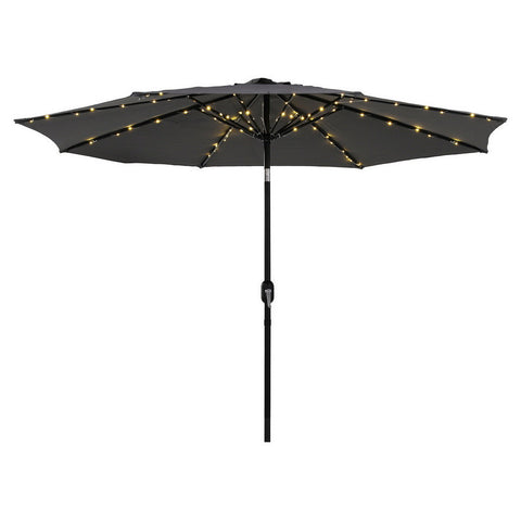 Instahut Outdoor Umbrella 2.9M Market Umbrella With String Light Tilt Charcoal Shade Patio Umbrellas
