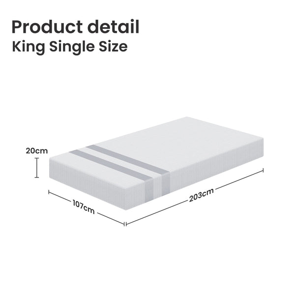 Bedstory King Single Memory Foam Mattress 20Cm Cooling Gel In A Box Medium Soft Feel Mattresses