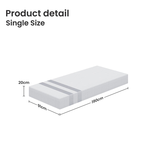 Bedstory Single Memory Foam Mattress 20Cm Cooling Gel In A Box Medium Soft Feel Mattresses