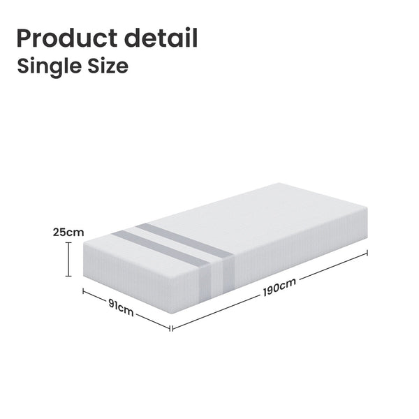 Bedstory Single Memory Foam Mattress 25Cm Cooling Gel Foam Mattress In A Box Medium Feel Mattresses
