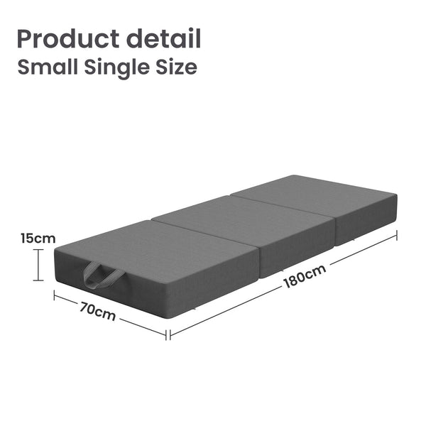 Bedstory Folding Mattress Small Single Trifold Firm Support Foam Washable Cover 15Cm Mattresses