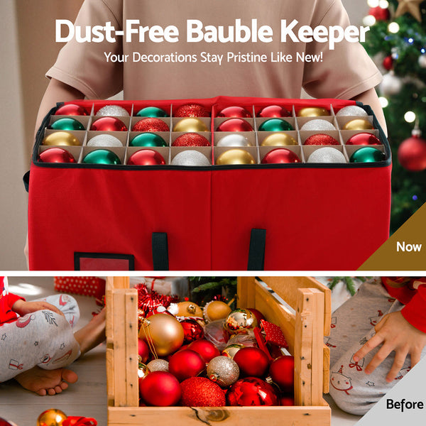Jingle Jollys Christmas Baubles Storage Box 128 Slots Decor Ornaments Container Storage Bags
