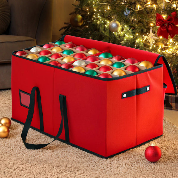 Jingle Jollys Christmas Baubles Storage Box 128 Slots Decor Ornaments Container Storage Bags