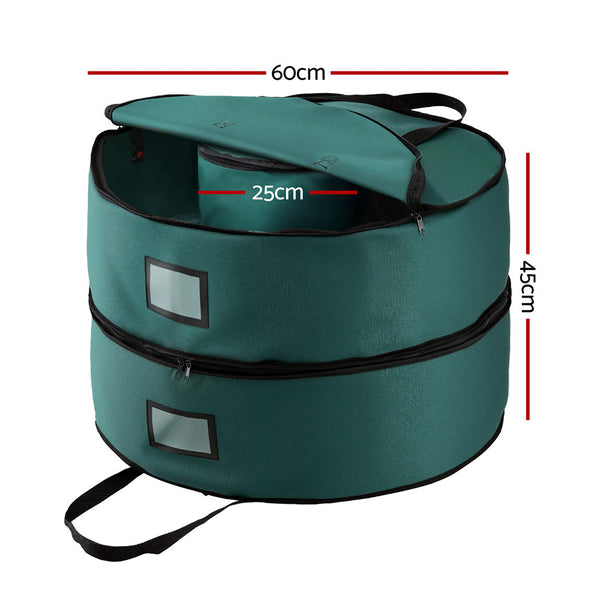 Jingle Jollys Christmas Garland Wreath Storage Bag 2 Tier Ornaments Holder 60Cm Storage Bags