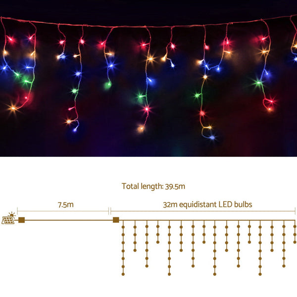 32M Christmas Lights Icicle 960 Led Multi Coloured Jingle Jollys Seasonal Decorations