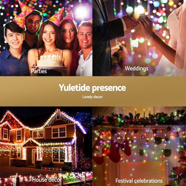32M Christmas Lights Icicle 960 Led Multi Coloured Jingle Jollys Seasonal Decorations