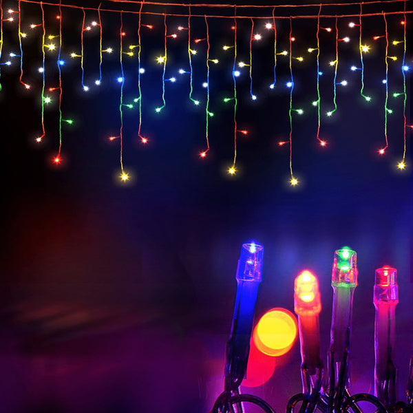 32M Christmas Lights Icicle 960 Led Multi Coloured Jingle Jollys Seasonal Decorations