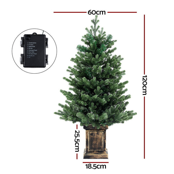 Jingle Jollys Christmas Tree 1.2M Led Potted Xmas Party Decor 8 Light Modes Seasonal Decorations