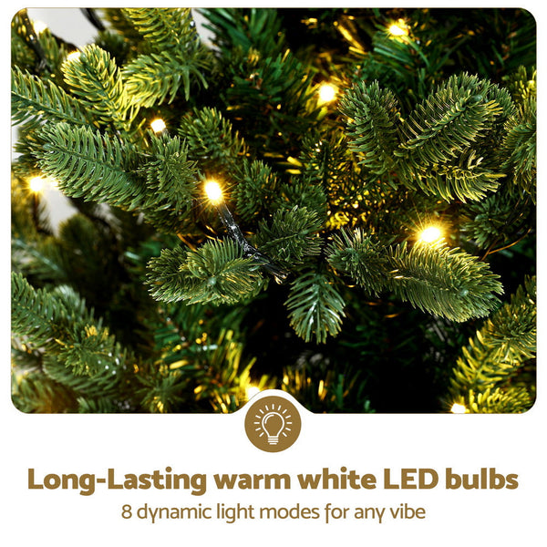 Jingle Jollys Christmas Tree 1.2M Led Potted Xmas Party Decor 8 Light Modes Seasonal Decorations
