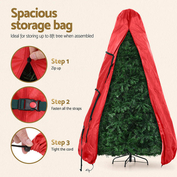 Jingle Jollys Christmas Tree Storage Bag Fits Up To 8Ft Xmas Zipper Red Storage Bags