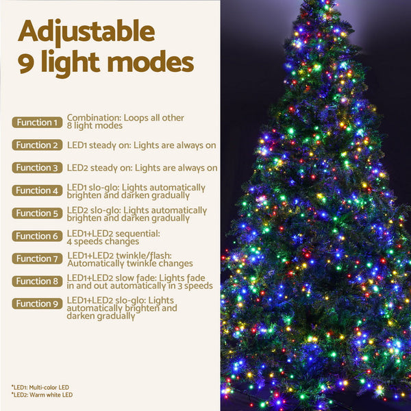 Jingle Jollys Christmas Tree 2.1M Xmas Decoration 8 Light Mode Multi Colour Seasonal Decorations