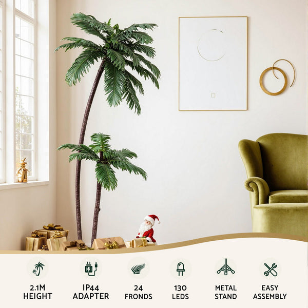 Jingle Jollys Christmas Tree 2.1M Led Lighted Xmas Palm Trees Party Decorations Seasonal Decorations