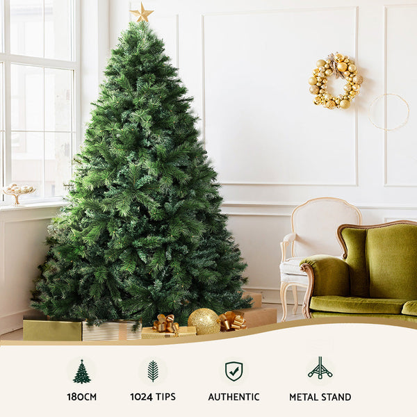 Jingle Jollys Christmas Tree 1.8M Xmas Decorations Pine Needles 1024 Tips Seasonal Decorations
