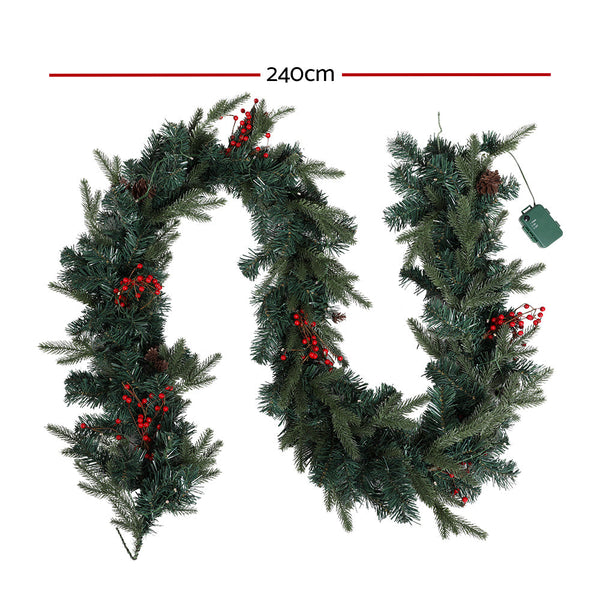Jingle Jollys 2.4M Christmas Garland With Led Lights Decorations Xmas Party Seasonal Decorations