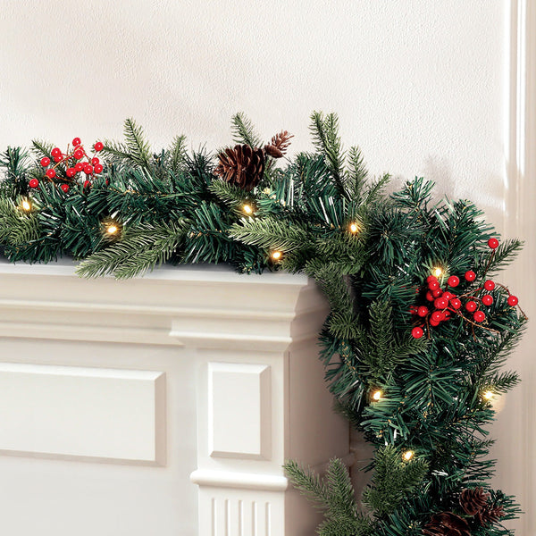 Jingle Jollys 2.4M Christmas Garland With Led Lights Decorations Xmas Party Seasonal Decorations