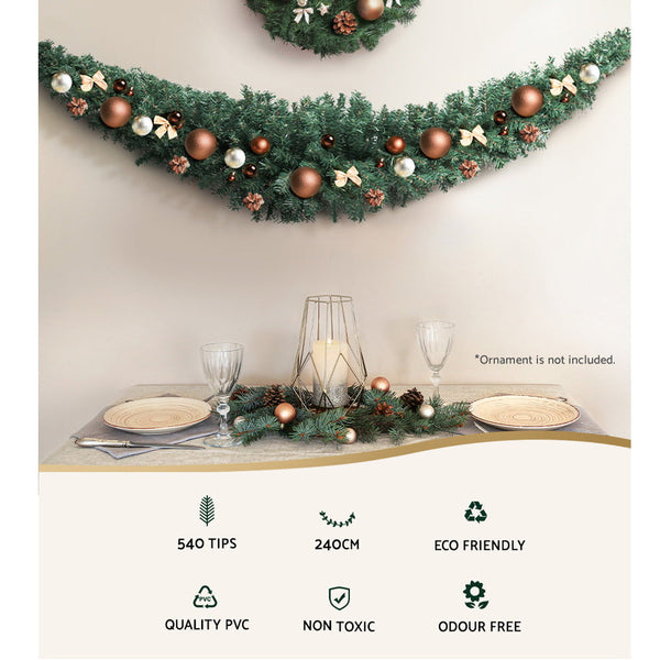 Jingle Jollys 2.4M Christmas Garland Xmas Decorations Green Wedding Party Seasonal Decorations