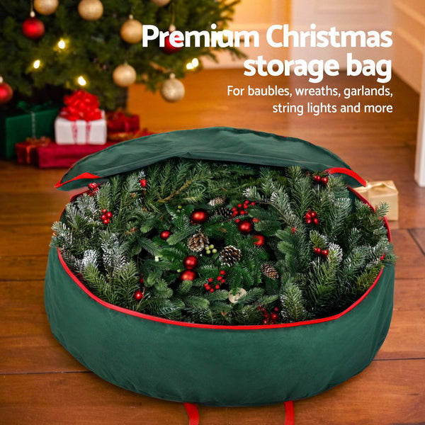 Jingle Jollys Christmas Garland Wreath Storage Bag Baubles Ornaments Container Storage Bags