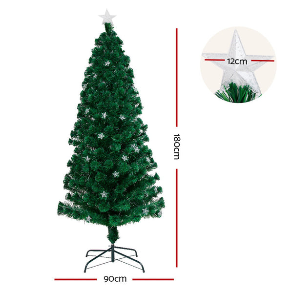 Jingle Jollys 1.8M Christmas Tree Optic Fibre Led Xmas Multi Colour Seasonal Decorations