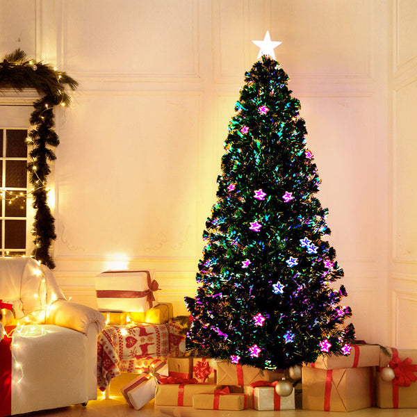 Jingle Jollys 1.8M Christmas Tree Optic Fibre Led Xmas Multi Colour Seasonal Decorations