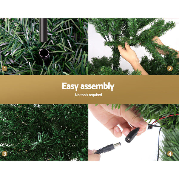 Jingle Jollys 1.8M Christmas Tree Optic Fibre Led Xmas 300 Tips Seasonal Decorations