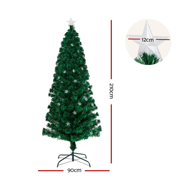 Jingle Jollys 2.1M Christmas Tree Optic Fibre Led Xmas Multi Colour Seasonal Decorations