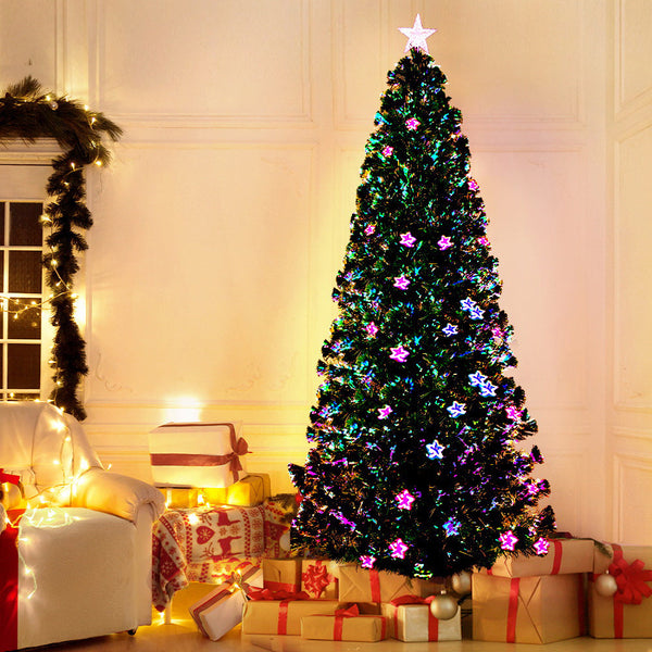 Jingle Jollys 2.1M Christmas Tree Optic Fibre Led Xmas Multi Colour Seasonal Decorations