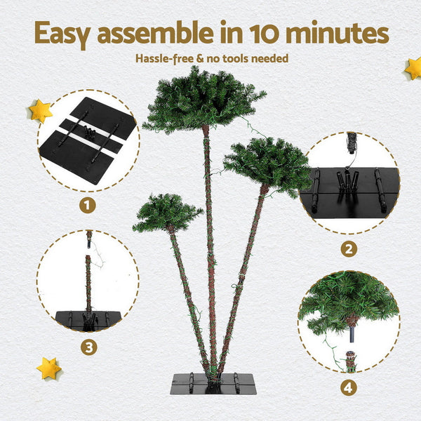 Jingle Jollys Christmas Tree 3 In 1 Led Xmas Palm Party Decor 1.2/1.5/1.8M Seasonal Decorations